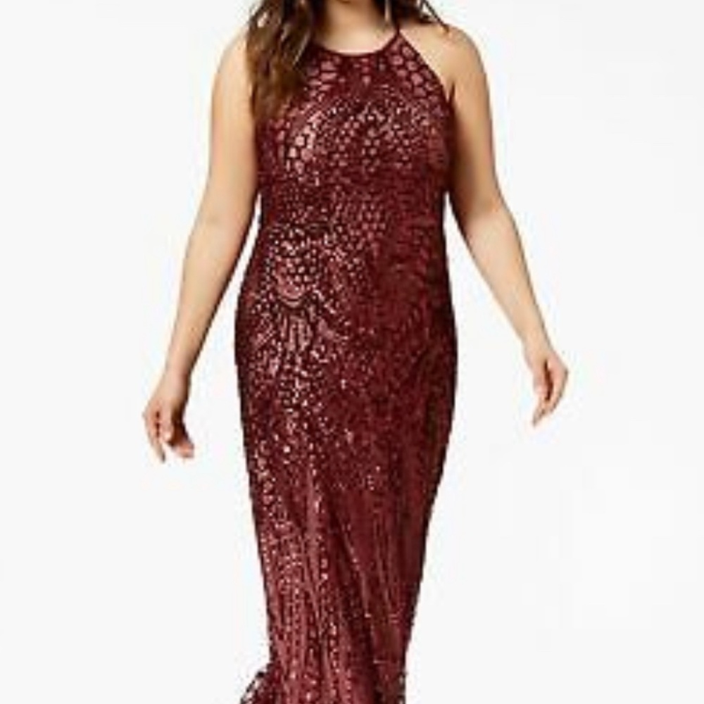 Morgan & Co  burgandy/red sequined dress
